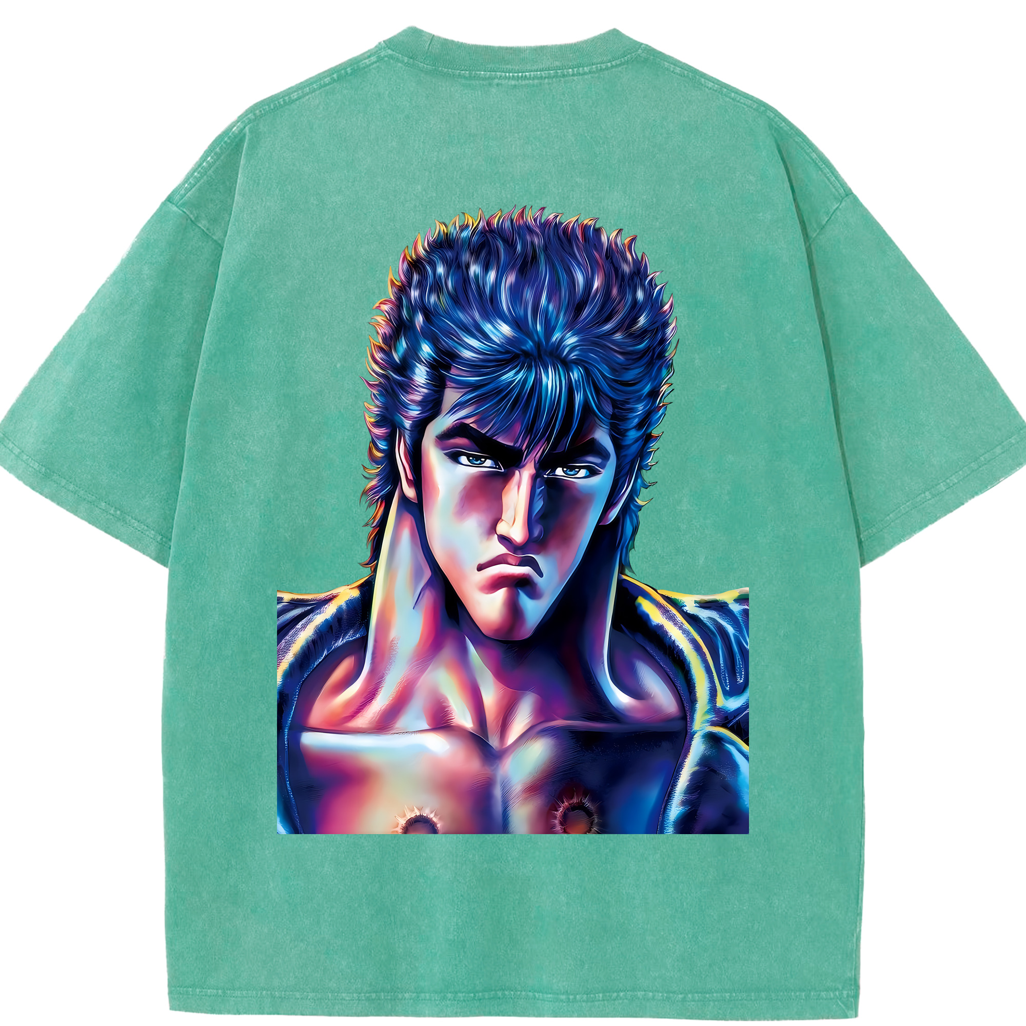 （画像用） 北斗の拳 Fist of the North Star 綿100% ヴィンテージ風 半袖Tシャツ（背面プリント）